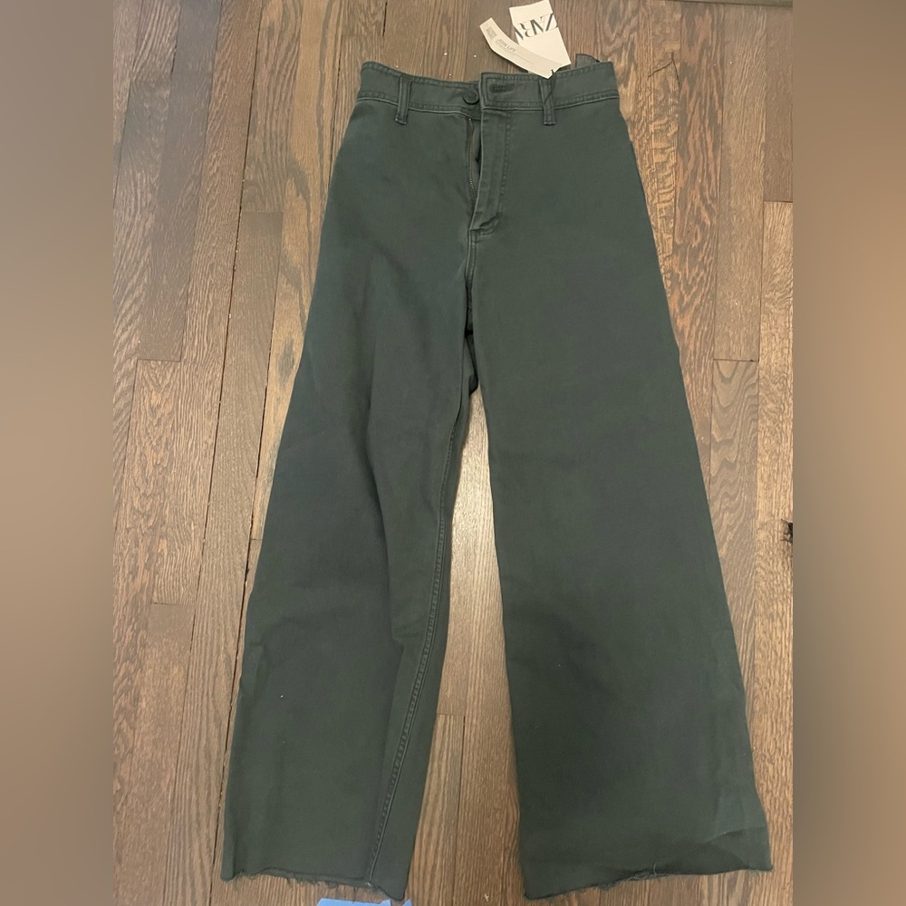 ZARA MARINE STRAIGHT LEG JEANS!!DARK GREEN